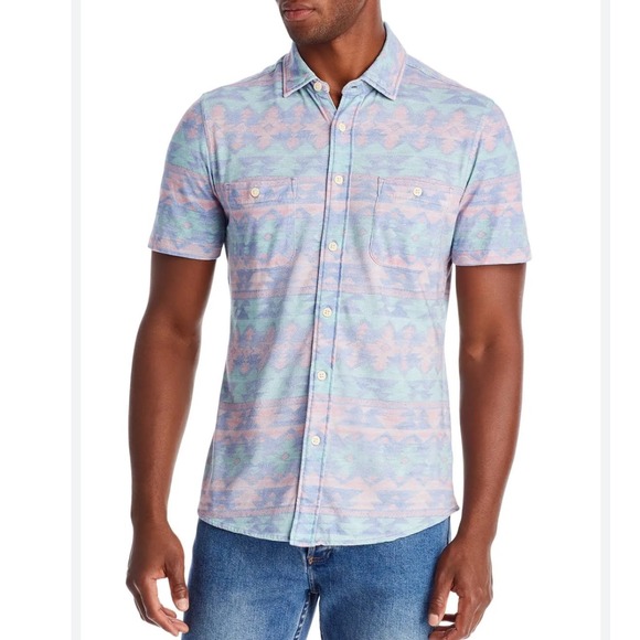 Faherty DGF Short Sleeve Knit Seasons Shirt‎ Men's Aztec Summer Size Small NWT